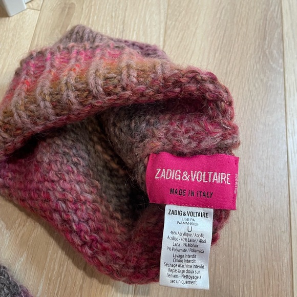 NWOT Zadig & Voltaire Vibrant Knit Beanie and Scarf Set Made In Italy - Picture 7 of 8